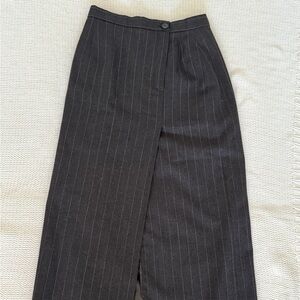 Harve Benard Dark Gray Striped Dress Pants